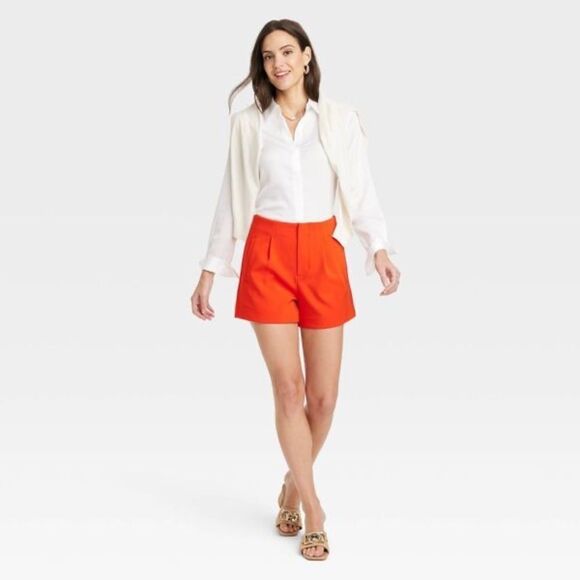 NWT A New Day High-Rise Tailored midi Shorts Cherry Red Sz XL with Pockets - Picture 1 of 12